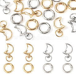 10Pcs 2 Colors Moon Alloy Swivel Snap Hook Clasps & 10Pcs 2 Colors Alloy Spring Gate Rings Findings Kits&nbsp;FIND-TADJ0001-22