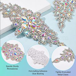 Flower Glitter Glass Hotfix Rhinestone Iron on Patches&nbsp;FIND-WH0050-29A