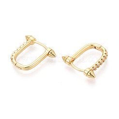 Brass Micro Pave Clear Cubic Zirconia Hoop Earrings&nbsp;EJEW-N063-01G