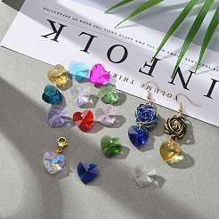 36Pcs 12 Colors Birthstone Charms Glass Pendants&nbsp;RGLA-ZZ0001-05-18mm