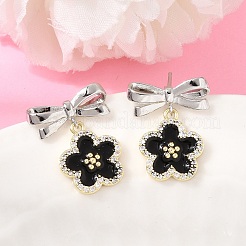 Brass Micro Pave Clear Cubic Zirconia Enamel Stud Dangle Earrings&nbsp;EJEW-G471-12GP