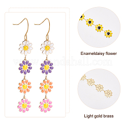 3 Pairs 3 Colors Enamel Daisy Flower Dangle Earrings&nbsp;EJEW-AN0001-41