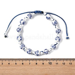 Handmade Flower Printed Porcelain Ceramic Braided Beaded Bracelets for Women&nbsp;BJEW-JB14194