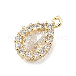 Brass Micro Pave Clear Cubic Zirconia Charms&nbsp;KK-B130-01G-02