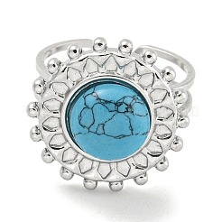 304 Stainless Steel Synthetic Gemstone Cuff Rings&nbsp;G-Z056-08P
