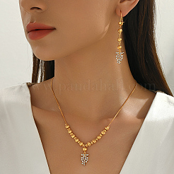 Vintage Grape Brass Micro Pave Clear Cubic Zirconia Earrings & Necklaces Sets for Women&nbsp;QN1967