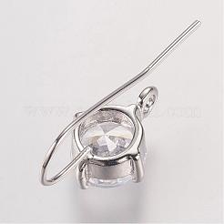 Long-Lasting Plated Brass Cubic Zirconia Earring Hooks&nbsp;KK-P085-01P-NR