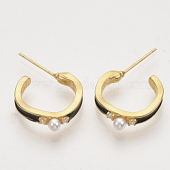 Brass Micro Pave Cubic Zirconia Stud Earrings&nbsp;EJEW-T007-11G-01-NF