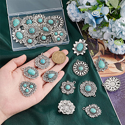 24Pcs 12 Styles Synthetic Turquoise Pendants&nbsp;PALLOY-PH0002-19