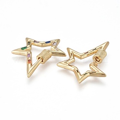 Brass Micro Pave Cubic Zirconia Screw Carabiner Lock Charms&nbsp;KK-K242-18G