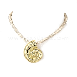 Ocean Brass Conch Shell Shaped Pendant Twisted Nylon Cord Necklaces&nbsp;NJEW-JN06414