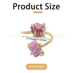 1Pc Raw Natural Gemstone Nuggets Beads Alloy Cuff Rings&nbsp;RJEW-PH0001-15A
