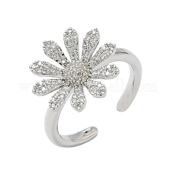 Brass Micro Pave Cubic Zirconia Cuff Open Rings&nbsp;RJEW-H256-06P