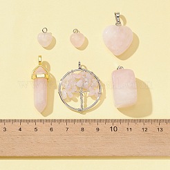 5 Styles Natural Rose Quartz Pendants&nbsp;G-FS0002-46
