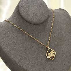 Brass Clear Cubic Zirconia Pendant Necklaces for Women&nbsp;LS-NJEW-R018-02G-02