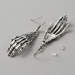 Alloy Skeleton Hand Dangle Earrings&nbsp;EJEW-WH0018-27F