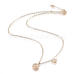 Brass Micro Pave Clear Cubic Zirconia Double Letter Pendant Necklaces&nbsp;NJEW-Z010-17
