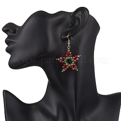 Electroplate Glass Beads Star Dangle Earrings&nbsp;EJEW-TA00667