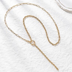 304 Stainless Steel Paperclip Chain Cable Chain Lariat Y Necklaces&nbsp;NJEW-JN05724