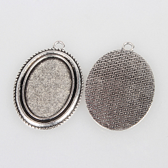 Vintage Tibetan Style Alloy Pendant Cabochon Bezel Settings&nbsp;X-TIBEP-O006-13AS