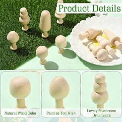 20Pcs 10 Styles Unfinished Wood Mushroom Ornaments&nbsp;WOOD-CJ0002-54