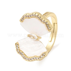 Brass Micro Pave Cubic Zirconia Cuff Open Rings for Women&nbsp;RJEW-F216-03G