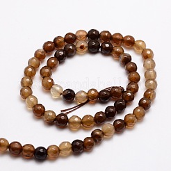Faceted Natural Agate Round Beads Strands&nbsp;G-E319B-6mm-08
