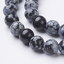 Natural Snowflake Obsidian Beads Strands&nbsp;GSR6mmC009
