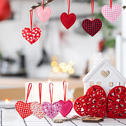 18Pcs 9 Styles Polyester Heart Pendant Decoration&nbsp;HJEW-DR0001-08