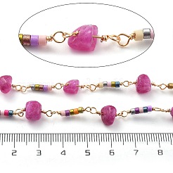 Natural Agate & Glass Link Chains&nbsp;CHC-K014-11G-02