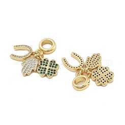 Brass Micro Pave Cubic Zirconia Pendants&nbsp;KK-Q006-63G