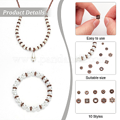 500Pcs 10 Styles Tibetan Style Alloy Spacer Beads&nbsp;TIBEB-PH0004-99