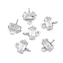 SHEGRACE Brass Pave Cubic Zirconia Rectangle Connector Charms&nbsp;XGRQ2O062-438A-P