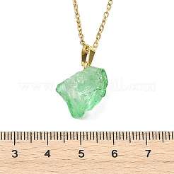 Dyed Natural Quartz Crystal Nuggets Pendant 304 Stainless Steel Cable Chain Necklaces&nbsp;NJEW-JN06185