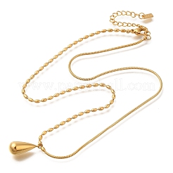 Ion Plating(IP) 304 Stainless Steel Teardrop Pendant Ball Chain & Snake Chain Necklaces for Women&nbsp;NJEW-F328-12G