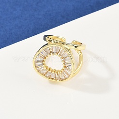 Brass Micro Pave Cubic Zirconia Cuff Rings for Women&nbsp;RJEW-F186-06G