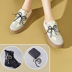 4Pcs 2 Styles Bowknot Resin Imitation Pearl Shoe Charms&nbsp;FIND-GA0005-03B