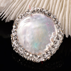Flat Round Natural Cultured Freshwater Pearl Beads&nbsp;BSHE-P004-06