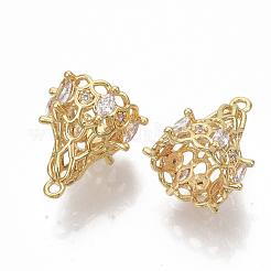 Brass Cubic Zirconia Filigree Bead Cap Bails&nbsp;KK-T050-47G-NF