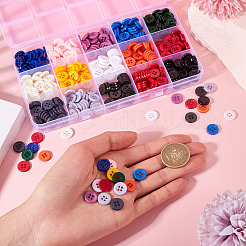 450Pcs 15 Styles Resin Buttons&nbsp;RESI-TA0004-13