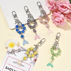 Glass & Cat Eye & Alloy Pendant Decorations&nbsp;HJEW-YW00485-01