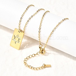 304 Stainless Steel Rectangle with Laser Cut Star of David Pendant Necklaces for Women&nbsp;NJEW-Z091-14G