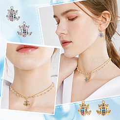 4Pcs 2 Colors Brass Micro Pave Colorful Cubic Zirconia Chrams&nbsp;ZIRC-BBC0001-10