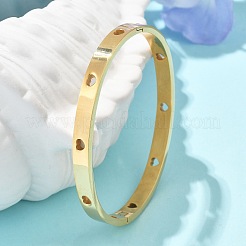 Hollow Heart 304 Stainless Steel Bangles for Women&nbsp;BJEW-Z092-11G