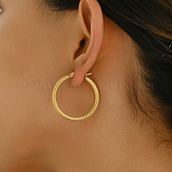 Stainless Steel Textured Hoop Earrings&nbsp;SR7356