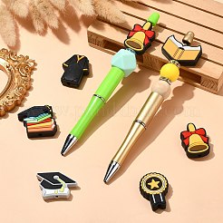 12Pcs 6 Styles Graduation Season Theme Silicone Focal Beads&nbsp;SIL-CJ0001-46