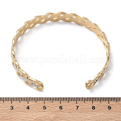 Two-tone 304 Stainless Steel Cuff Bangles for Women&nbsp;BJEW-A160-04GP