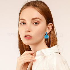 4 Pairs 4 Colors Sparkling Resin Shell Shape Dangle Stud Earrings for Women&nbsp;EJEW-FI0001-67