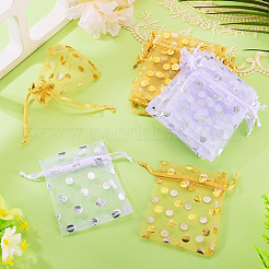 30Pcs 2 Colors Hot Stamping Polka Dot Organza Jewelry Drawstring Bags&nbsp;ABAG-TADJ0001-06A