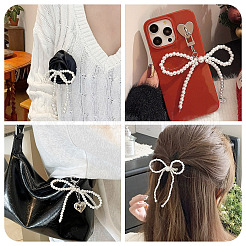 8Pcs 4 Styles Plastic Imitation Pearl Beaded Bowknot Ornament Accessories&nbsp;KY-TA0001-40